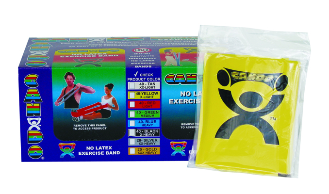 Fabrication CanDo 4 ft Latex Free X-Light Pre-Cut Exercise Bands, Yellow, 40/Box