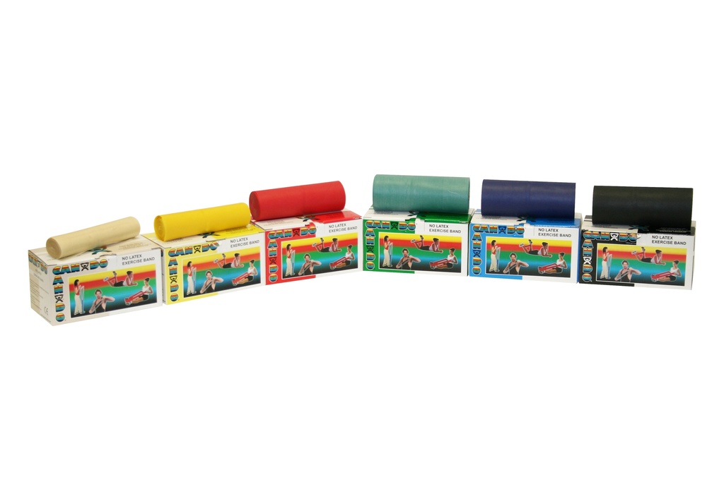 Fabrication CanDo 6 yd Latex Free Resistive Band Exerciser Rolls, Assorted Color, 5 Pieces/Pack