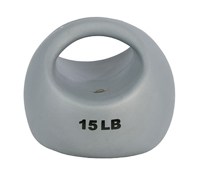 Fabrication CanDo 15 lb Rubber Shell One Handle Medicine Ball, Silver