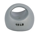Fabrication CanDo 15 lb Rubber Shell One Handle Medicine Ball, Silver