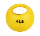 Fabrication CanDo 4 lb Rubber Shell One Handle Medicine Ball, Yellow