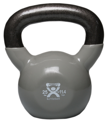Fabrication CanDo 25 lb Cast Iron Vinyl Coated Kettle Bell, Silver