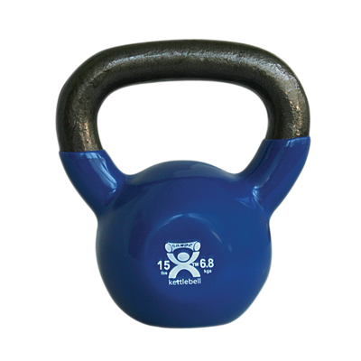Fabrication CanDo 15 lb Cast Iron Vinyl Coated Kettle Bell, Blue