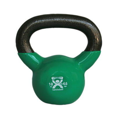 Fabrication CanDo 10 lb Cast Iron Vinyl Coated Kettle Bell, Green