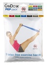Fabrication CanDo 4 ft Latex Free Difficult Exercise Band w/ PEP Pack, Assorted Color, 3 Pieces/Pack