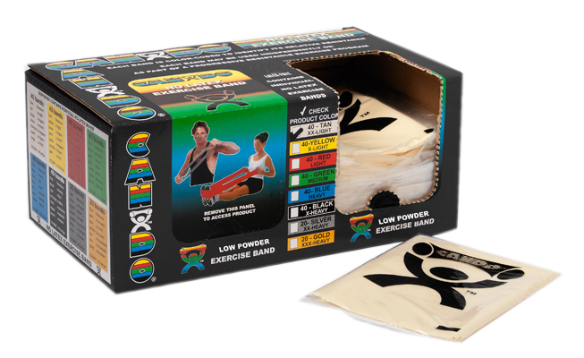 Fabrication CanDo 4 ft Low Powder XX-Light Pre-Cut Exercise Bands, Tan, 40/Box