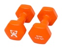 Fabrication CanDo 10 lb Vinyl Coated Cast Iron Dumbbell, Orange, 2/Pack