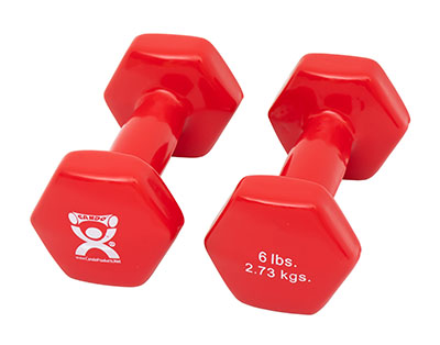 Fabrication CanDo 6 lb Vinyl Coated Cast Iron Dumbbell, Red, 2/Pack
