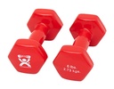 Fabrication CanDo 6 lb Vinyl Coated Cast Iron Dumbbell, Red, 2/Pack