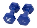 Fabrication CanDo 5 lb Vinyl Coated Cast Iron Dumbbell, Blue, 2/Pack