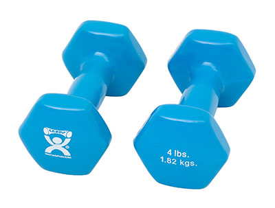 Fabrication CanDo 4 lb Vinyl Coated Cast Iron Dumbbell, Light Blue, 2/Pack