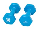 Fabrication CanDo 4 lb Vinyl Coated Cast Iron Dumbbell, Light Blue, 2/Pack