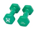 Fabrication CanDo 3 lb Vinyl Coated Cast Iron Dumbbell, Green, 2/Pack