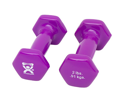 Fabrication CanDo 2 lb Vinyl Coated Cast Iron Dumbbell, Violet, 2/Pack