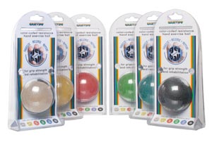 Fabrication Cando® Gel Hand Exercise Ball, Standard, 6-Piece Set (Tan Through Black)
