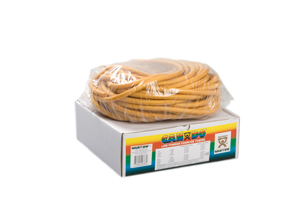 Fabrication CanDo 100 ft Low Powder XXX-Heavy Exercise Tubing Roll w/ Dispenser Box, Gold