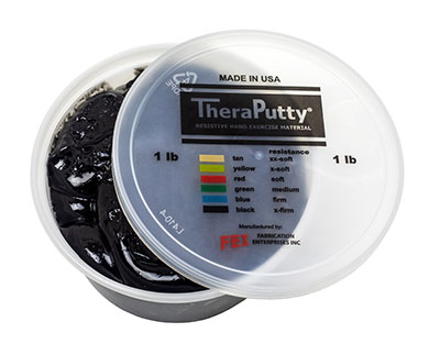 Fabrication CanDo TheraPutty 1 lb X-Firm Standard Hand Exercise Material, Black