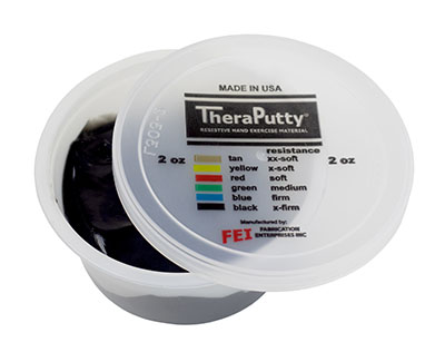 Fabrication CanDo TheraPutty 2 oz X-Firm Standard Hand Exercise Material, Black