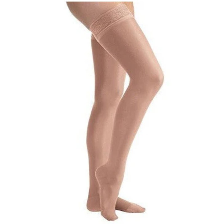 BSN Medical/Jobst Ultrasheer Women's Thigh High w/Lace Top, 30-40 mmHg, Suntan, Lg Petite