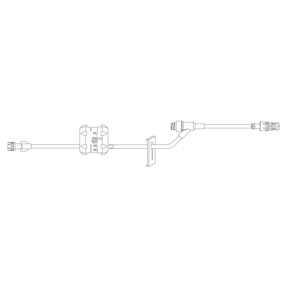 BD 23 inch Extension Set with Flow Regulator, Non-Removable Slide Clamp, Needleless Y-Site and Male Spin Lock, 50/Pack