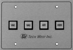 Tech West Remote Control Dental Panel - 2 Vac / 1 Air / 1 Water