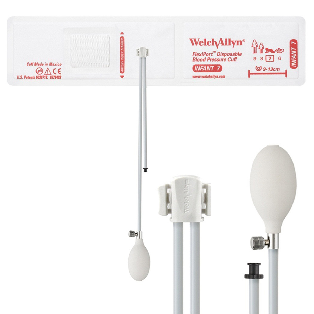 Welch Allyn Flexiport Soft Infant Disposable Blood Pressure Cuff with 2-Tube, Inflation System, 20/Pack