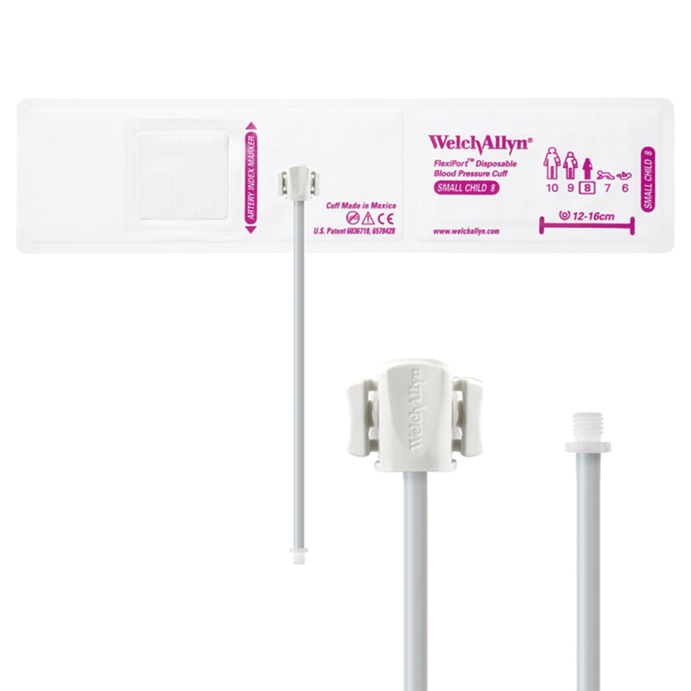 Welch Allyn Flexiport Soft Small Child Disposable Blood Pressure Cuff with 1-Tube, Screw Connector, 20/Pack