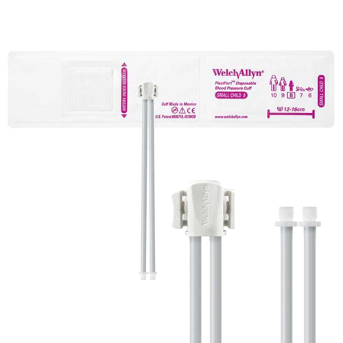 Welch Allyn Flexiport Soft Small Child Disposable Blood Pressure Cuff with 2-Tubes, Screw Connector, 20/Pack