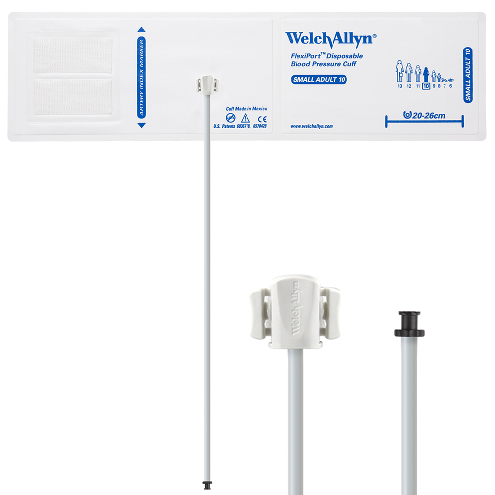 Welch Allyn Flexiport Soft Small Adult Disposable Blood Pressure Cuff with 1-Tube, Tri-Purpose Connector, 20/Pack