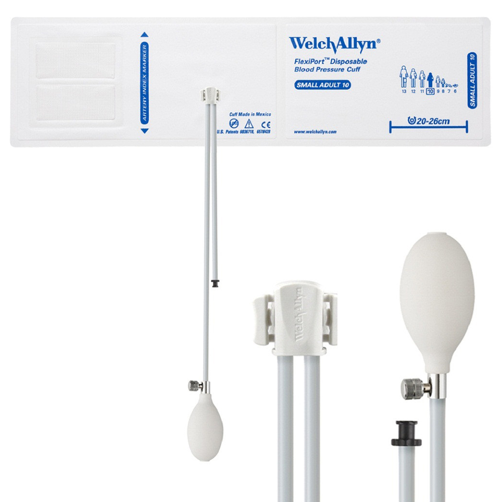 Welch Allyn Flexiport Soft Small Adult Disposable Blood Pressure Cuff with 2-Tube, Inflation System, 20/Pack