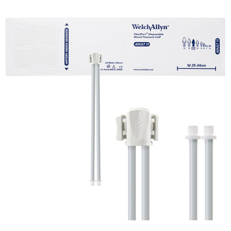 Welch Allyn Flexiport Soft Adult Disposable Blood Pressure Cuff with 2-Tubes, Screw Connector, 20/Pack