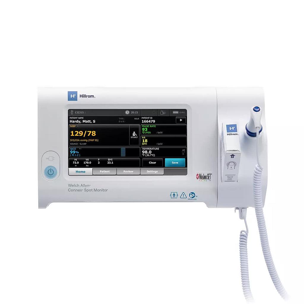 Welch Allyn Connex 7300 Bluetooth Connectivity Spot Monitor with Nellcor SpO2 and Braun Pro6000
