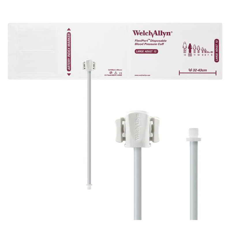 Welch Allyn Flexiport Soft Large Adult Disposable Blood Pressure Cuff with 1-Tube, Screw Connector, 20/Pack