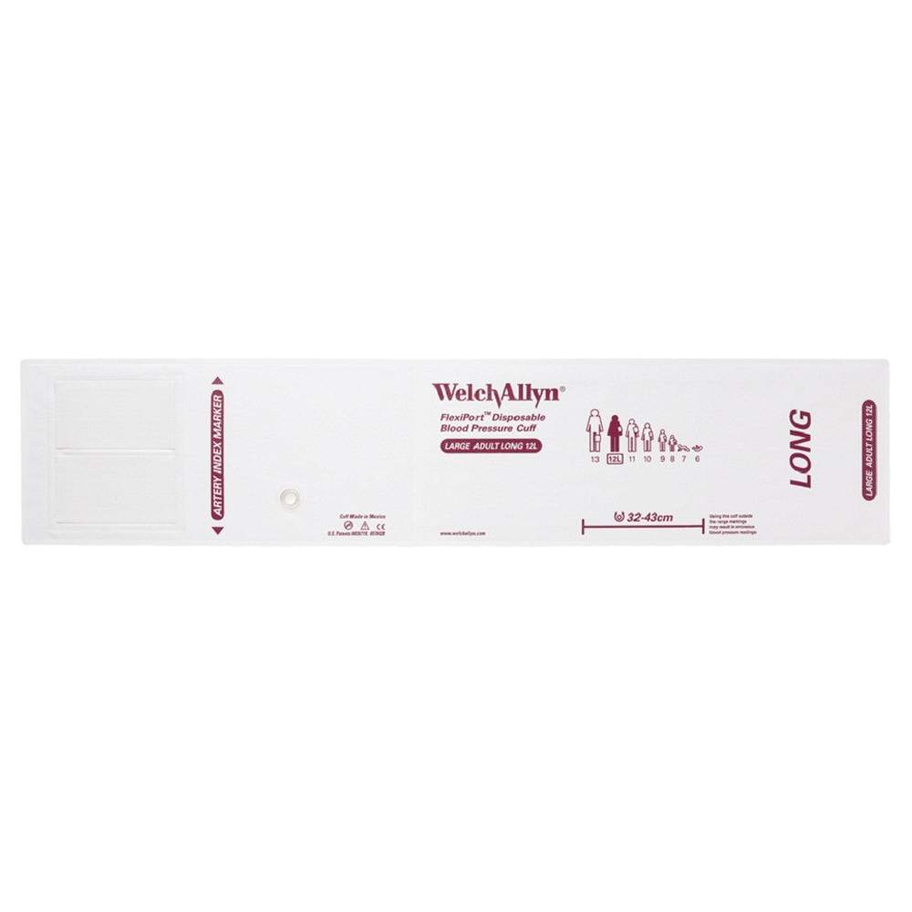 Welch Allyn Flexiport Soft Large Adult Long Disposable Blood Pressure Cuff, 20/Pack