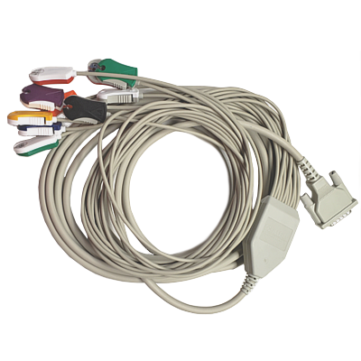 Schiller Stress Patient Cable, Schiller, 10-Lead with Clip Type Plugs
