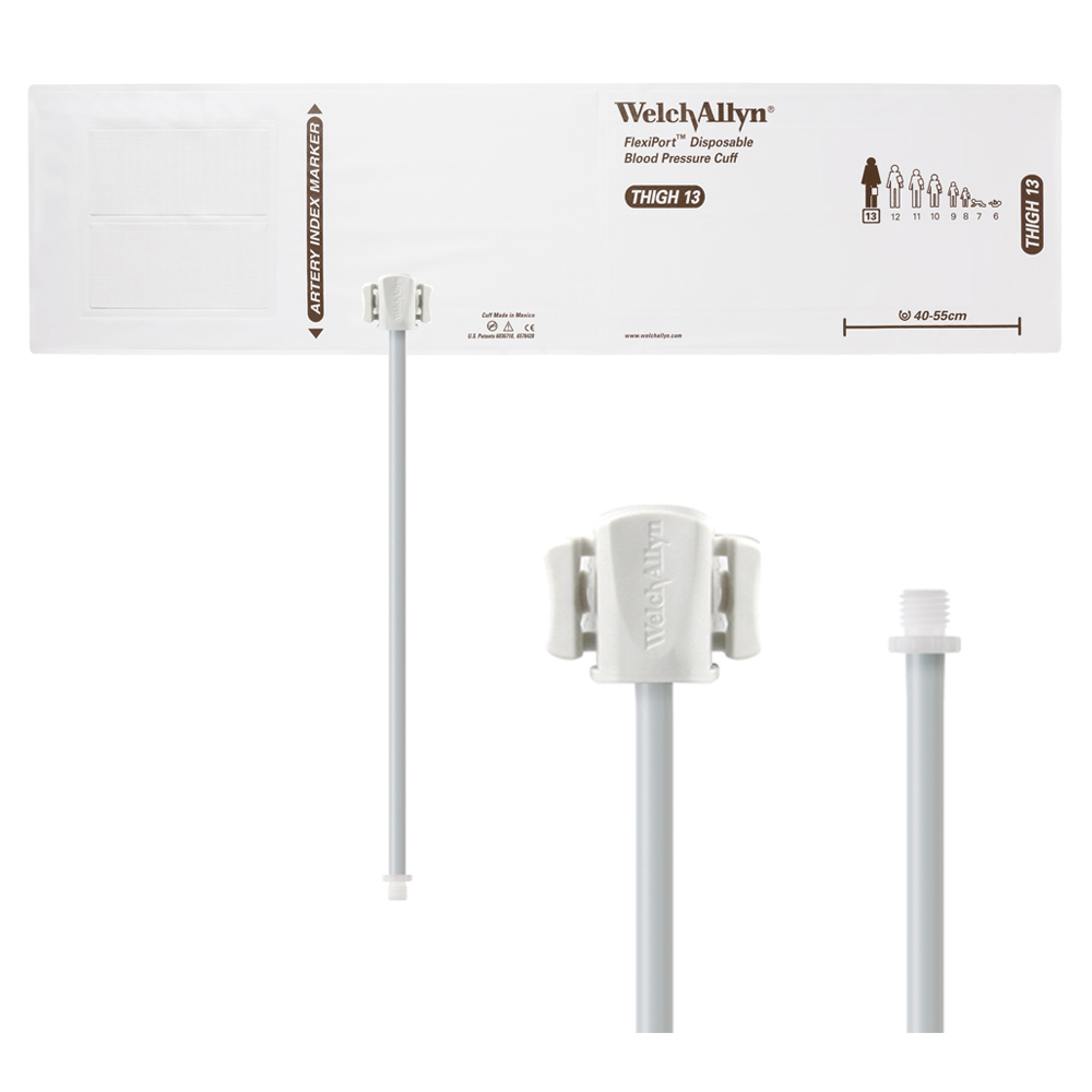 Welch Allyn Flexiport Soft Thigh Disposable Blood Pressure Cuff with 1-Tube, Screw Connector, 20/Pack