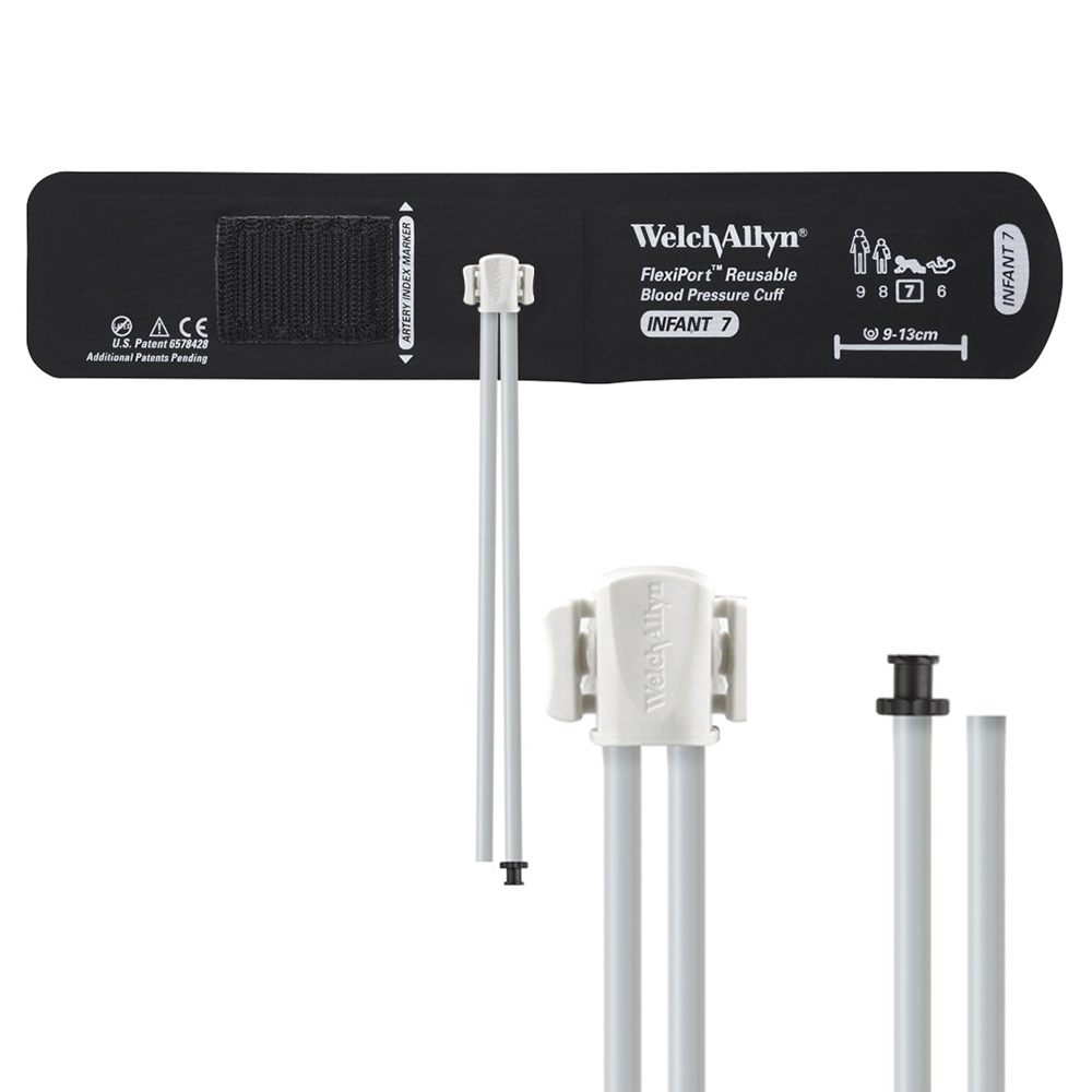 Welch Allyn Flexiport Infant Reusable Blood Pressure Cuff with 2-Tubes, Tri-Purpose Connector for Blood Pressure Monitor