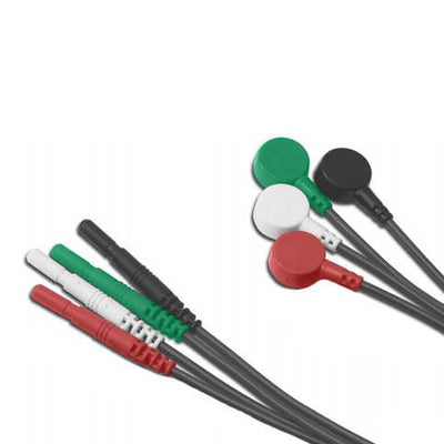 Conmed 18 inch R Series Snap Safety Leadwire, White/Green/Black, 3/Pack
