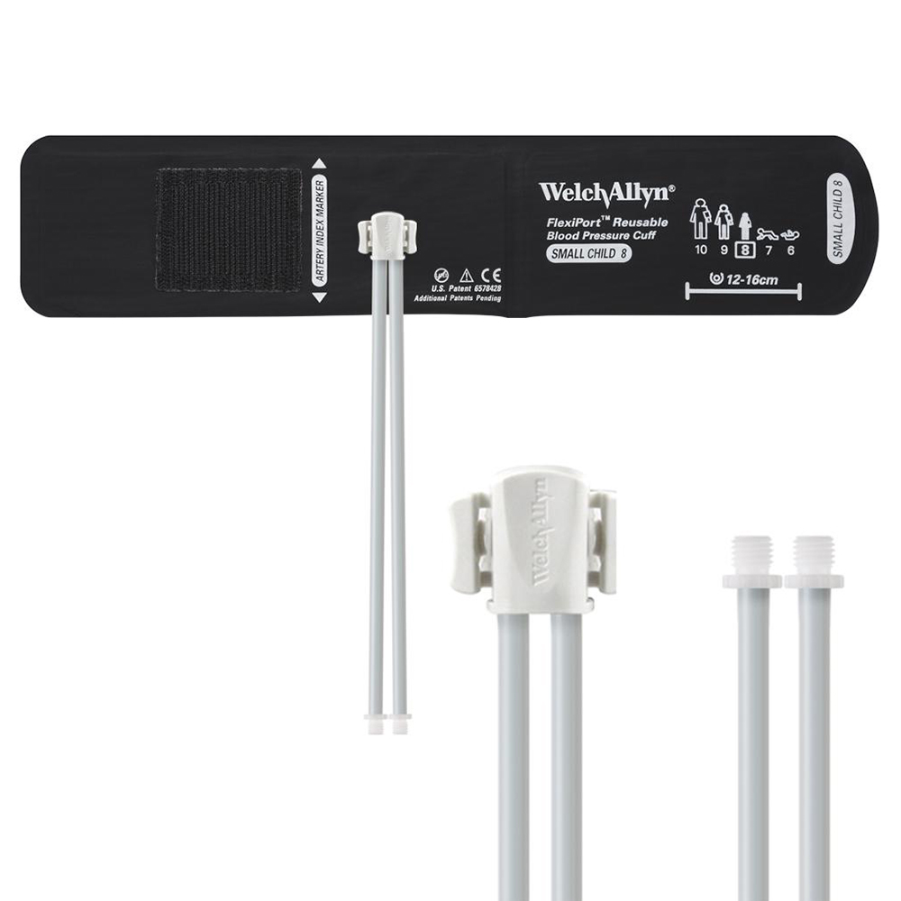 Welch Allyn Flexiport Small Child Reusable Blood Pressure Cuff with 2-Tubes, Screw Connector for Blood Pressure Monitor