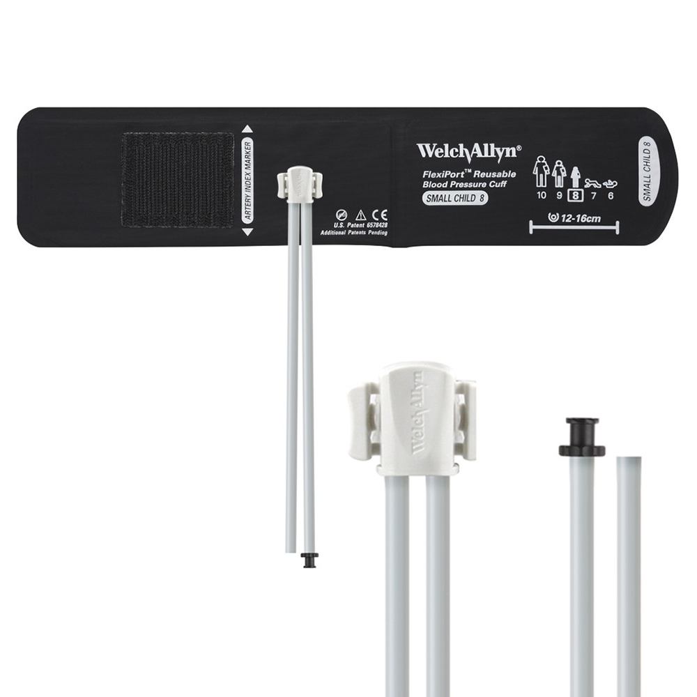 Welch Allyn Flexiport Small Child Reusable Blood Pressure Cuff with 2-Tubes, Tri-Purpose Connector for Blood Pressure Monitor