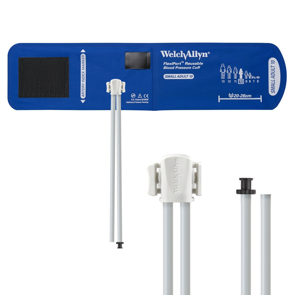 Welch Allyn Flexiport Small Adult Reusable Blood Pressure Cuff with 2-Tubes, Tri-Purpose Connector for Blood Pressure Monitor