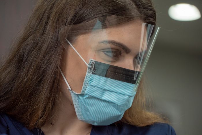 3D Dental Earloop Mask with Face Shield, Blue, 25ct