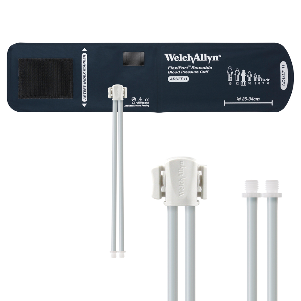 Welch Allyn Flexiport Adult Reusable Blood Pressure Cuff with 2-Tubes, Screw Connector for Blood Pressure Monitor