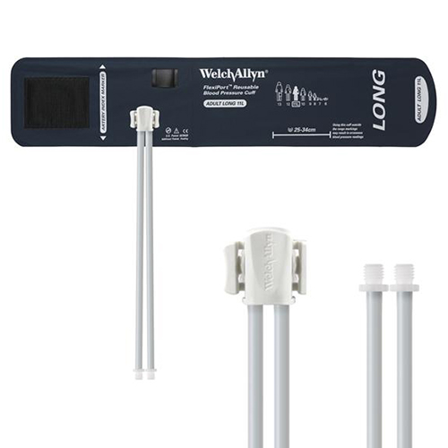 Welch Allyn Flexiport Adult Long Reusable Blood Pressure Cuff with 2-Tubes, Screw Connector for Blood Pressure Monitor