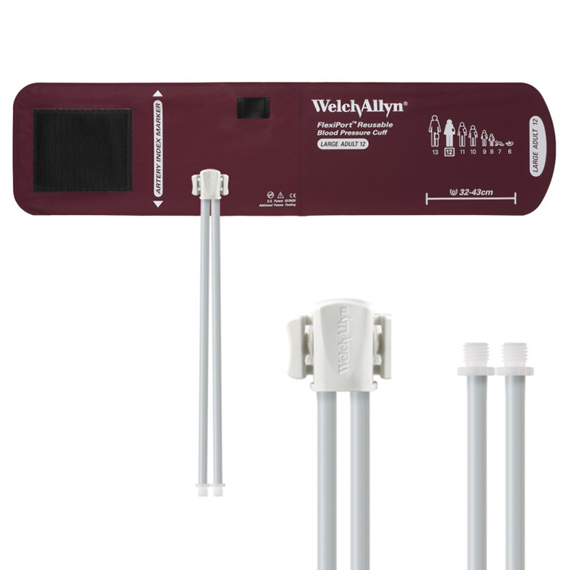 Welch Allyn Flexiport Large Adult Reusable Blood Pressure Cuff with 2-Tubes, Screw Connector for Blood Pressure Monitor