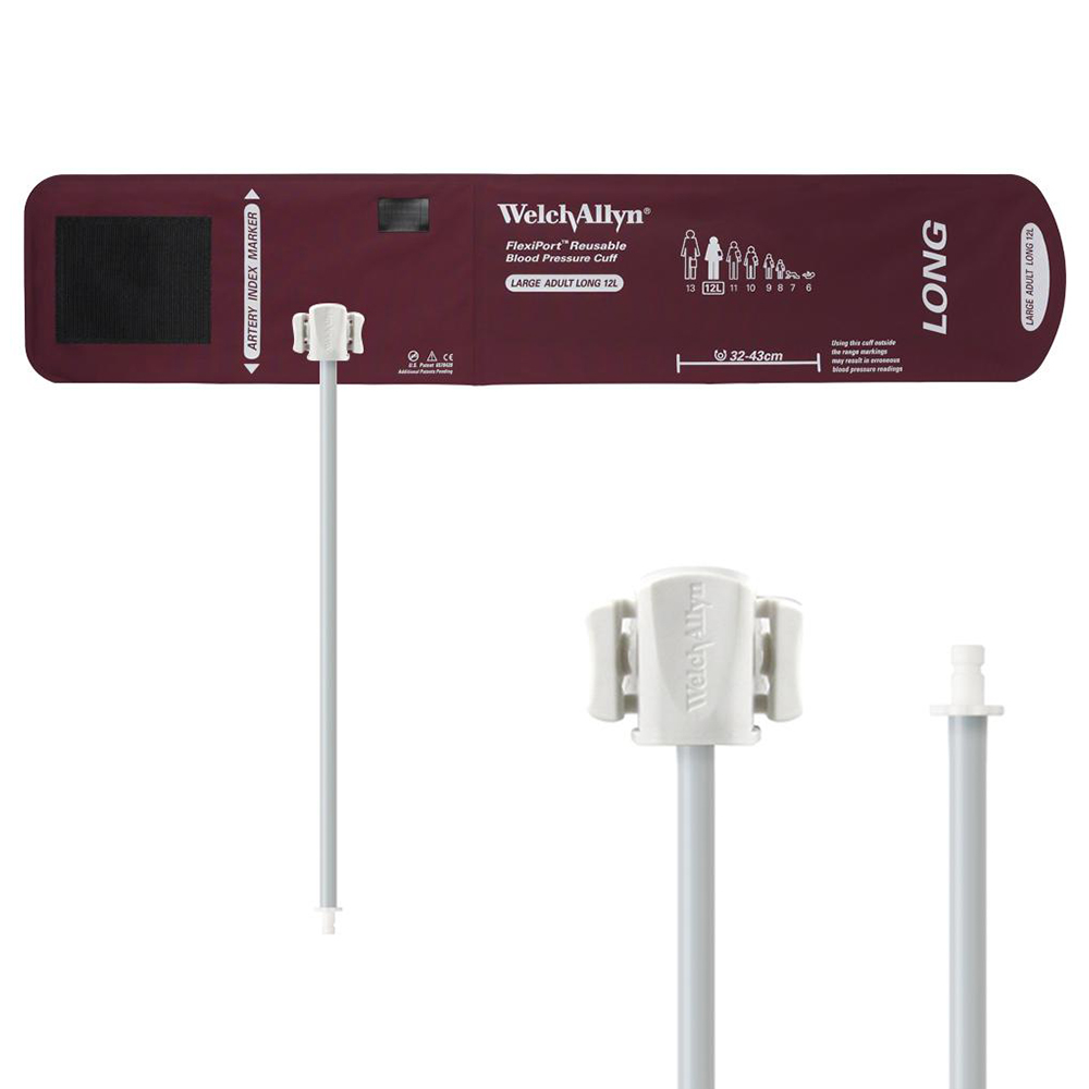 Welch Allyn Flexiport Large Adult Long Reusable Blood Pressure Cuff with 1-Tube, Bayonet Connector for Blood Pressure Monitor