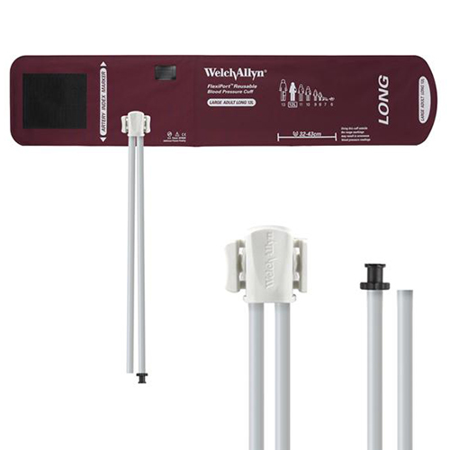 Welch Allyn Flexiport Large Adult Long Reusable Blood Pressure Cuff with 2-Tubes, Tri-Purpose Connector for Blood Pressure Monitor