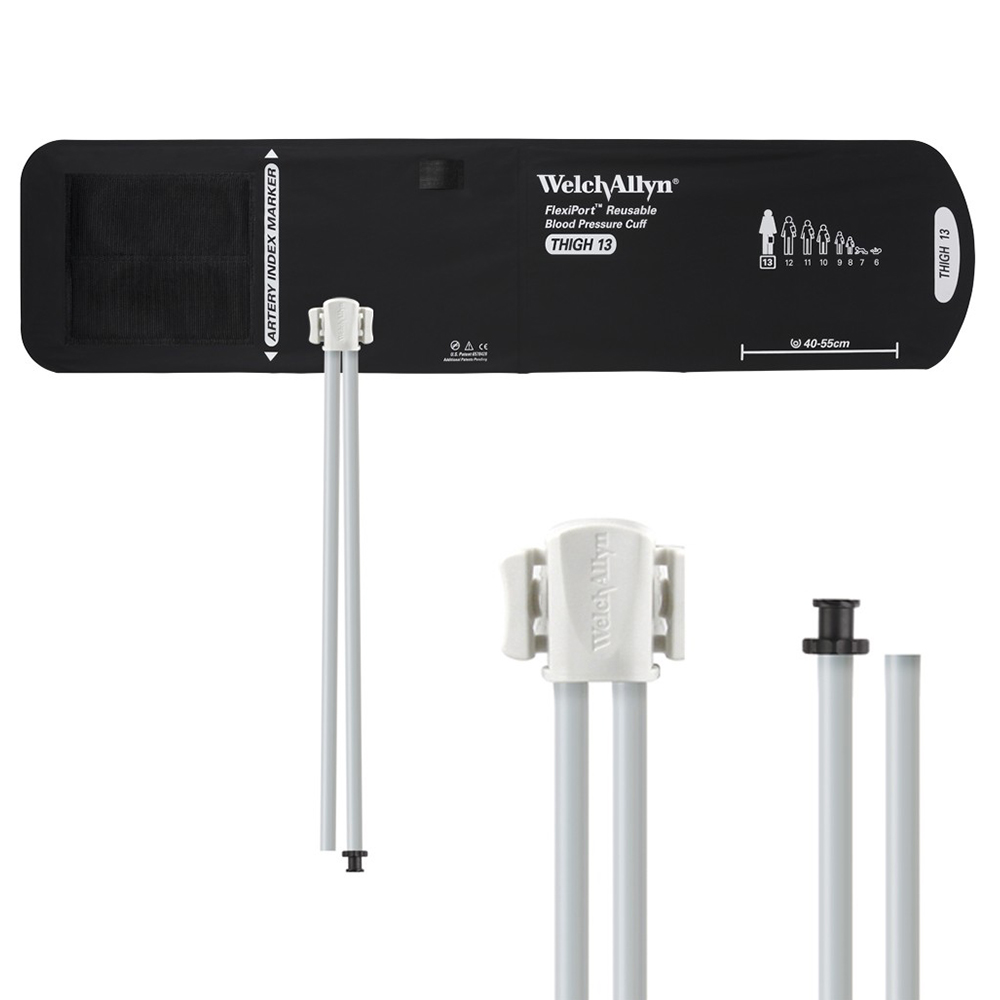 Welch Allyn Flexiport Reusable Blood Pressure Cuff with 2-Tubes, Tri-Purpose Connector for Blood Pressure Monitor, Thigh