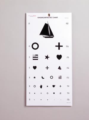Tech-Med Eye Charts, Kindergarten Eye Chart 20 ft, Non-Reflective Matte Finish, 22" x 11"