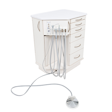 Summit Dental 800 Classic Mobile Cabinet HP, SE, HVE (All White) – Right Handed